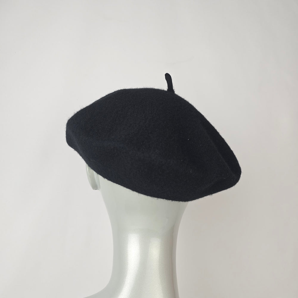 Black Wool Beret Classic French Style Soft Knit Hat Chic Minimalist
