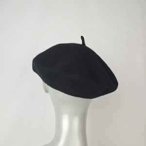Black Wool Beret Classic French Style Soft Knit Hat Chic Minimalist