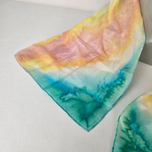 Vintage Silk Pastel Lightweight Scarf Soft Tie Dye Watercolor Sheer Spring Wrap
