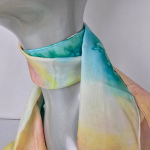 Vintage Silk Pastel Lightweight Scarf Soft Tie Dye Watercolor Sheer Spring Wrap