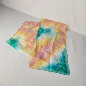 Vintage Silk Pastel Lightweight Scarf Soft Tie Dye Watercolor Sheer Spring Wrap