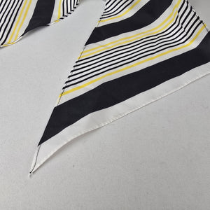Black White Yellow Stripe Satin Scarf Chic Neck Tie Hair Scarf Modern