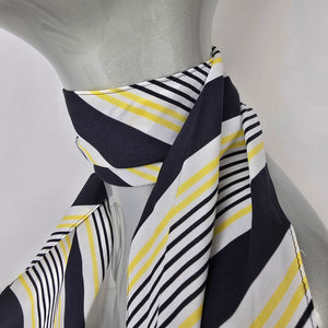 Black White Yellow Stripe Satin Scarf Chic Neck Tie Hair Scarf Modern