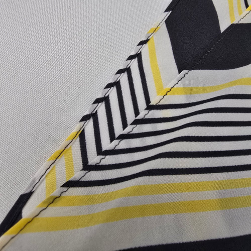 Black White Yellow Stripe Satin Scarf Chic Neck Tie Hair Scarf Modern