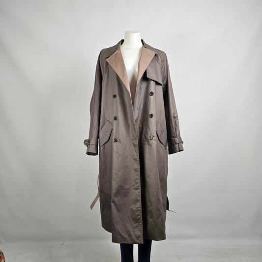 Soaked In Luxury Trench Coat Taupe Belted Double Breasted Classic Size M