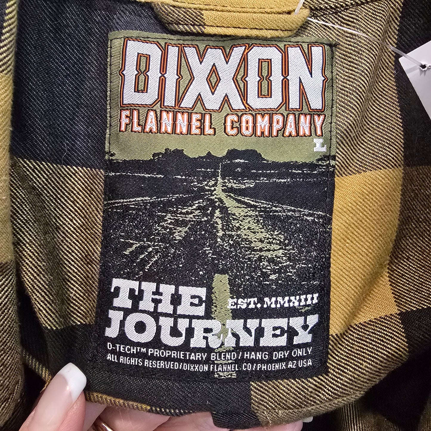Dixxon Flannel Co The Journey Plaid Shirt Black Mustard Button Up Size L