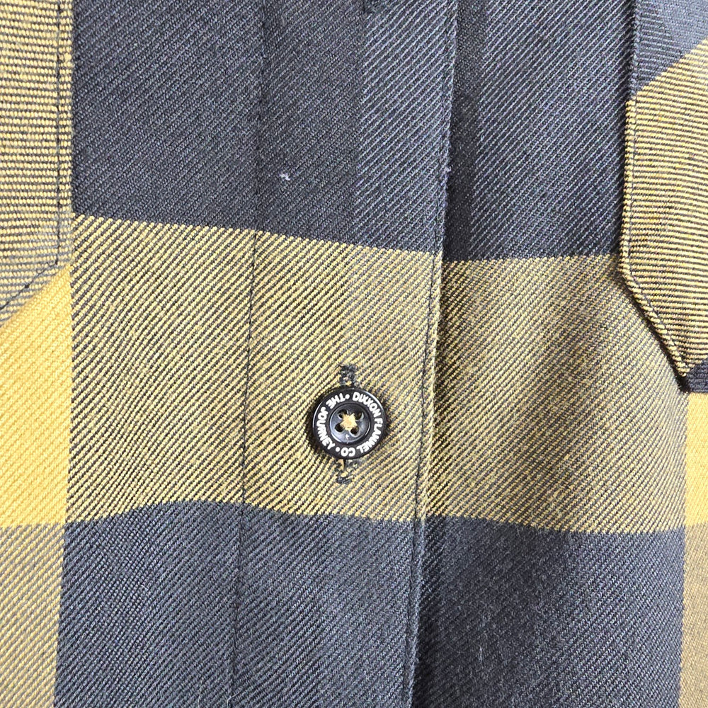 Dixxon Flannel Co The Journey Plaid Shirt Black Mustard Button Up Size L