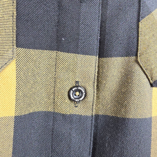 Dixxon Flannel Co The Journey Plaid Shirt Black Mustard Button Up Size L