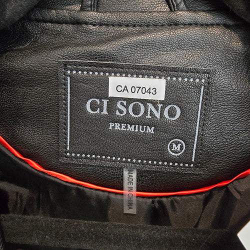 Ci Sono Studded Moto Jacket Black Faux Leather Asymmetrical Zip Size M