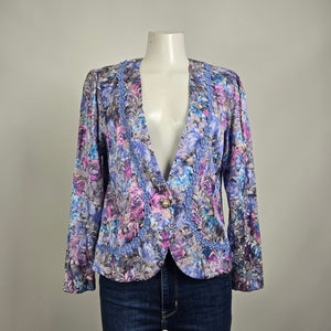 Vintage D’Allaird’s Floral Blazer Size M Made In Canada Lace Trim Statement Jacket