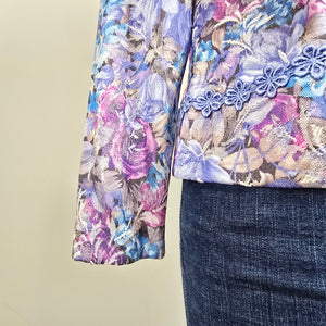 Vintage D’Allaird’s Floral Blazer Size M Made In Canada Lace Trim Statement Jacket