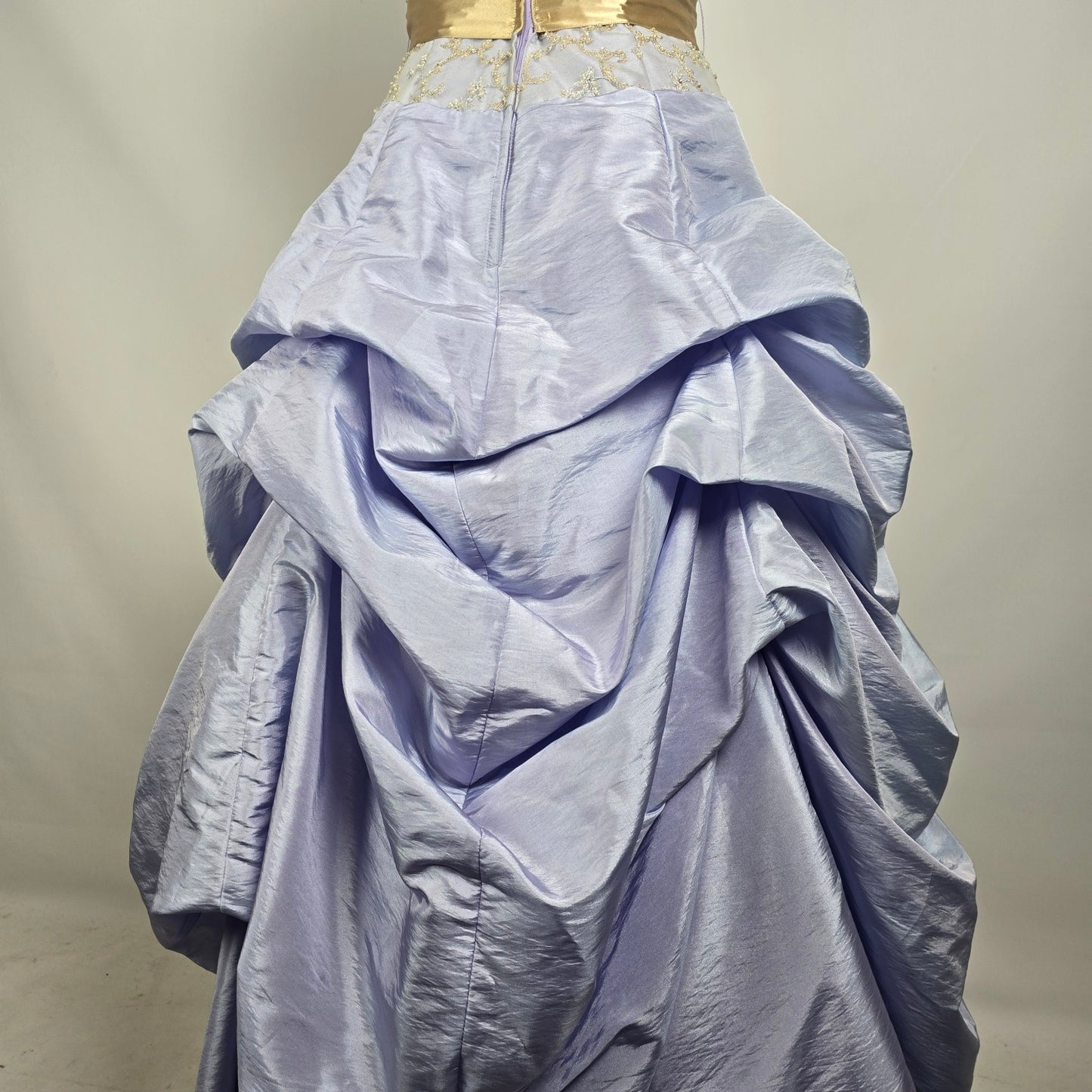Le Gala Strapless Ball Gown Blue Gold Embroidered Formal Dress Size 10