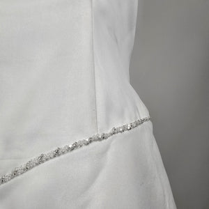 White Satin Bridal Gown Embroidered Cap Sleeve Venus Plus Size Wedding Dress 24W