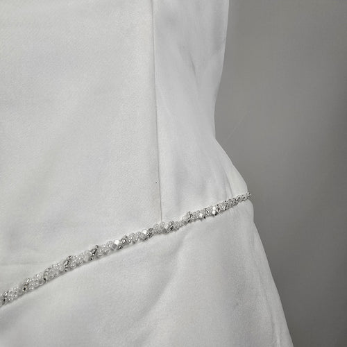 White Satin Bridal Gown Embroidered Cap Sleeve Venus Plus Size Wedding Dress 24W