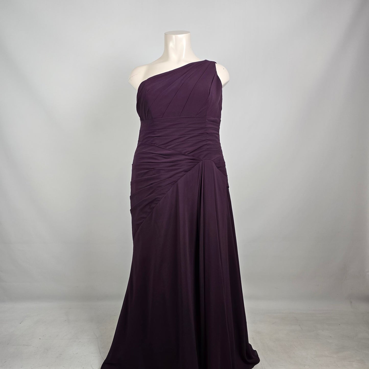 Sorella Vita Plum One Shoulder Bridesmaid Dress Ruched Formal Gown Size L/XL