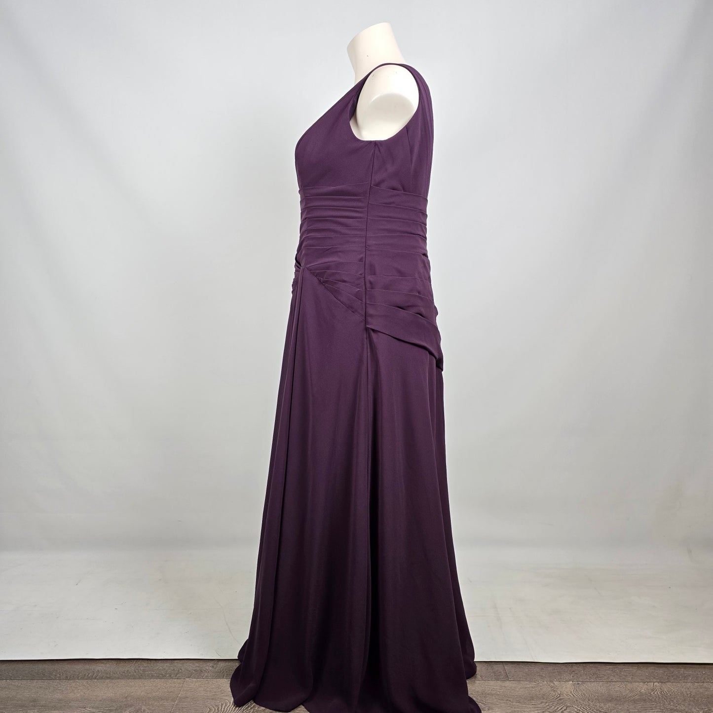Sorella Vita Plum One Shoulder Bridesmaid Dress Ruched Formal Gown Size L/XL