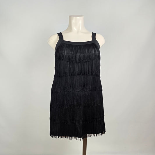 NWD Black Fringe Dress Size XL Flapper Style Sleeveless Cocktail Party