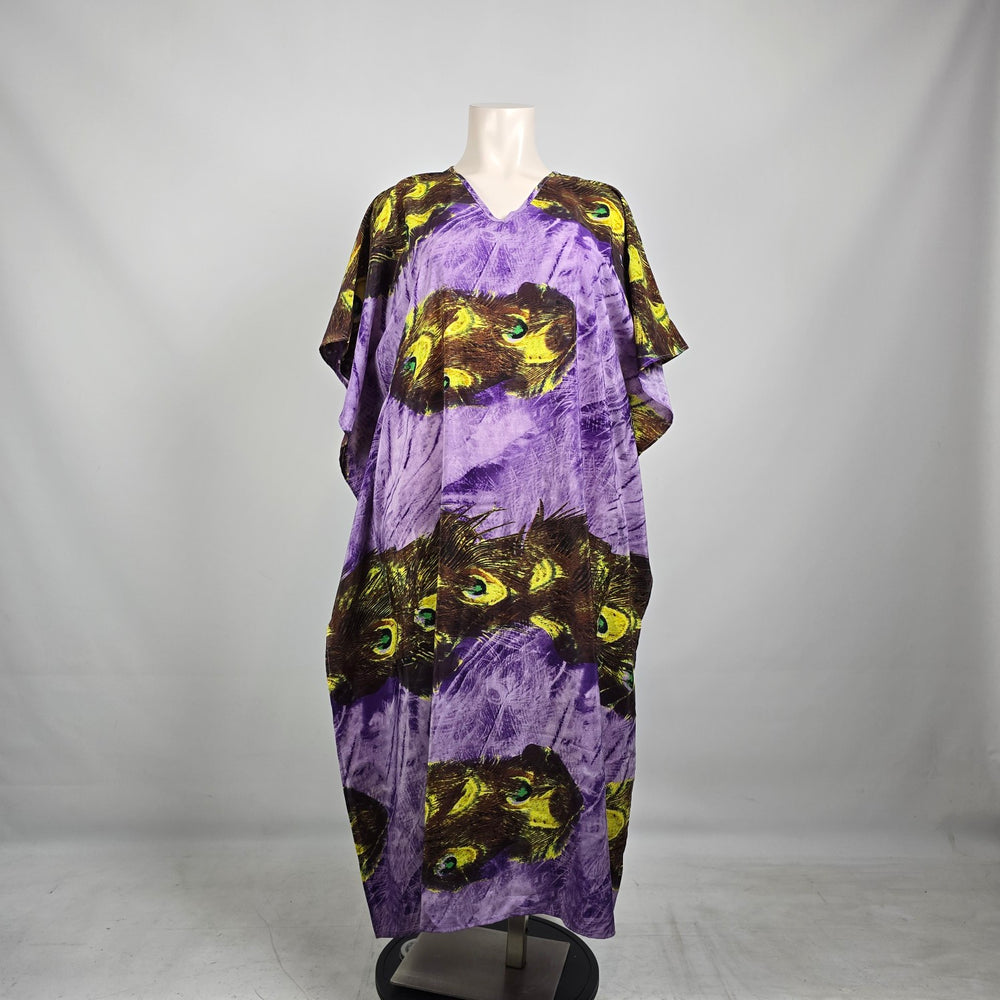 Vintage Style Cat Print Kaftan Dress One Size – Bold Statement Piece