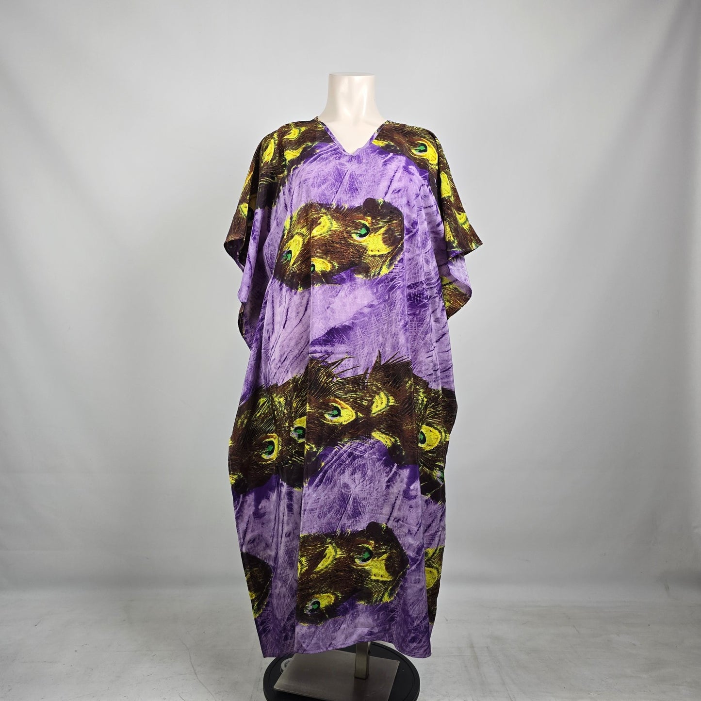 Vintage Style Cat Print Kaftan Dress One Size – Bold Statement Piece