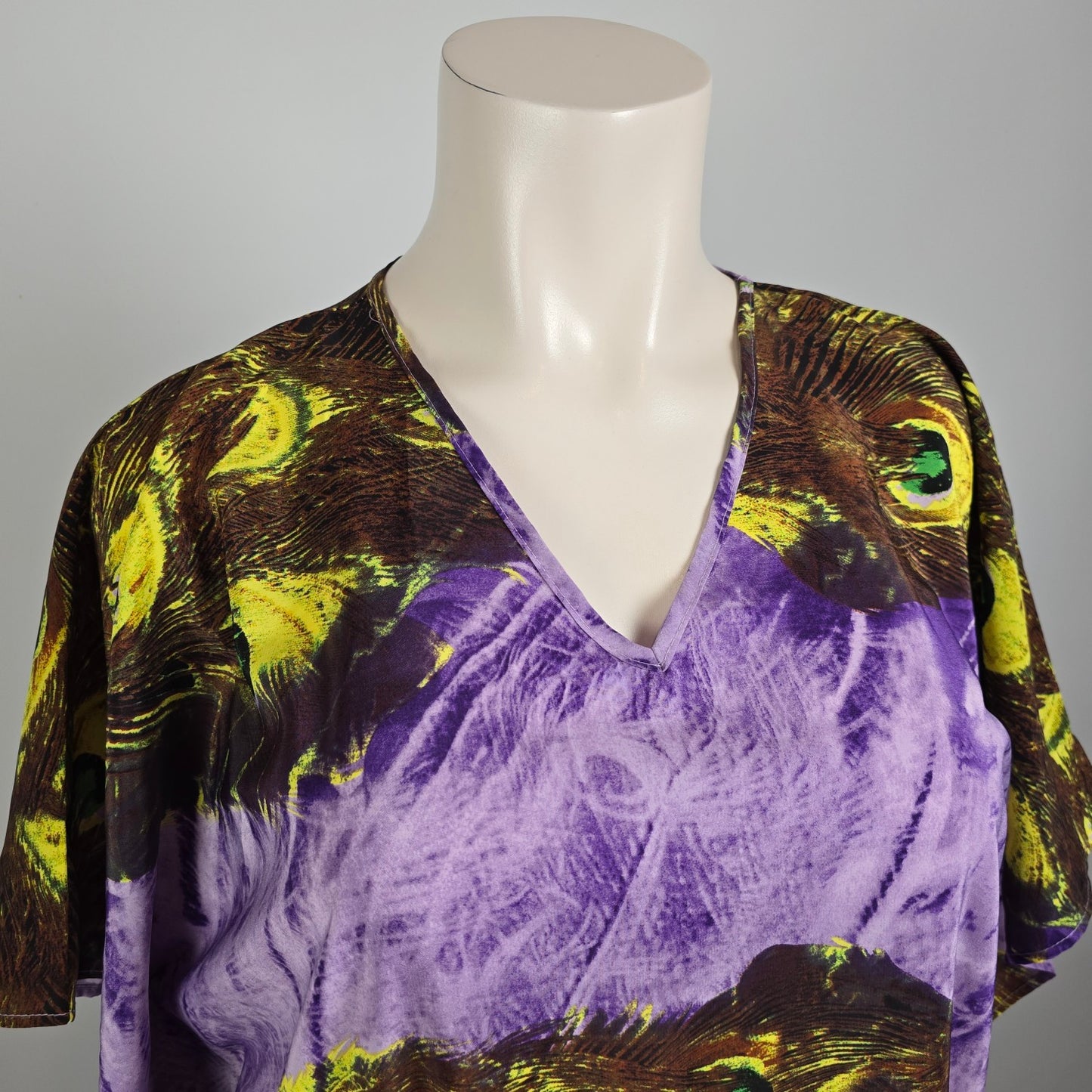 Vintage Style Cat Print Kaftan Dress One Size – Bold Statement Piece