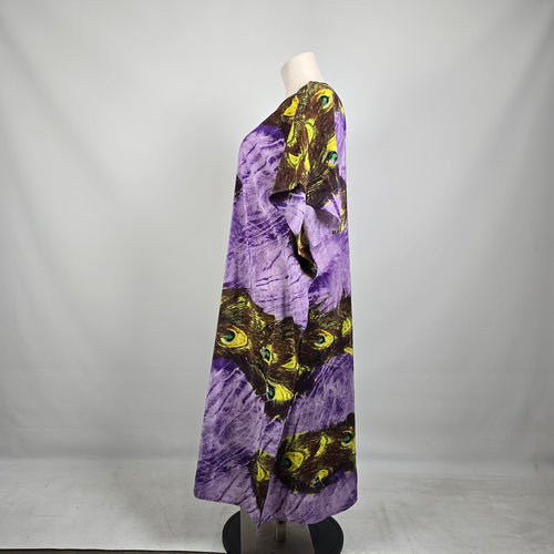Vintage Style Cat Print Kaftan Dress One Size – Bold Statement Piece