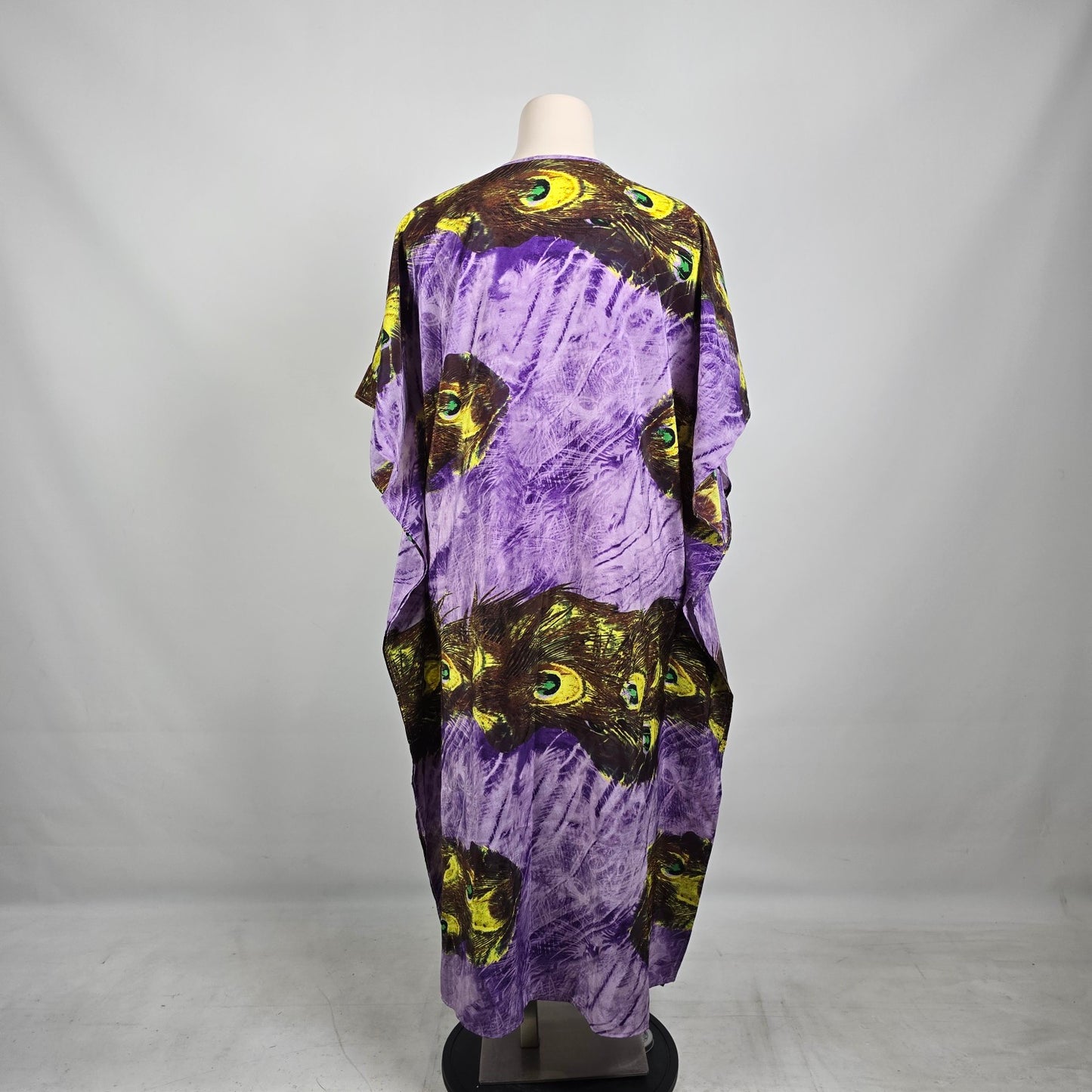 Vintage Style Cat Print Kaftan Dress One Size – Bold Statement Piece