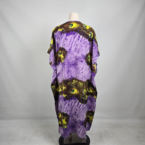 Vintage Style Cat Print Kaftan Dress One Size – Bold Statement Piece