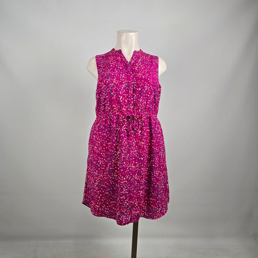 Apt 9 Sleeveless Dress 1X Pink Multicolor Print Tie Waist Casual