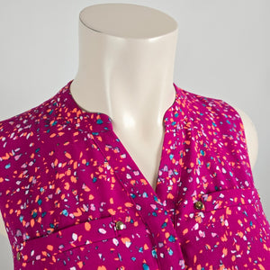 Apt 9 Sleeveless Dress 1X Pink Multicolor Print Tie Waist Casual
