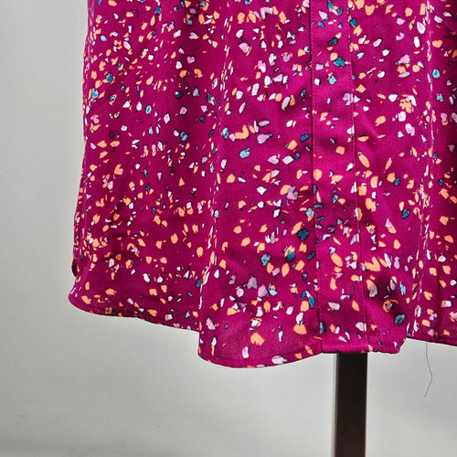 Apt 9 Sleeveless Dress 1X Pink Multicolor Print Tie Waist Casual