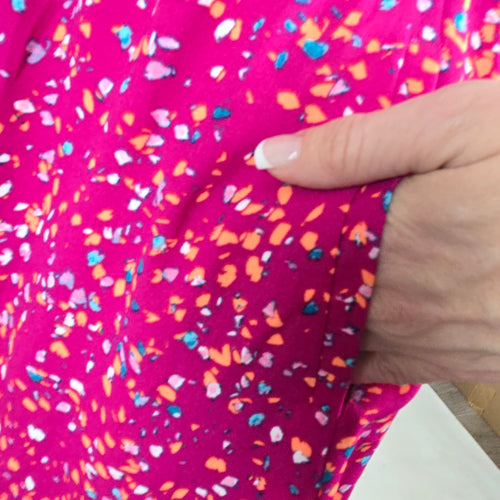 Apt 9 Sleeveless Dress 1X Pink Multicolor Print Tie Waist Casual