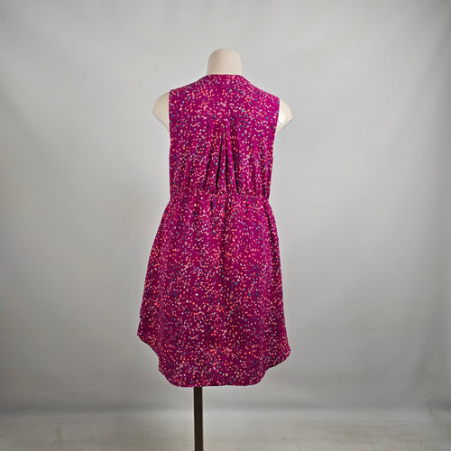Apt 9 Sleeveless Dress 1X Pink Multicolor Print Tie Waist Casual