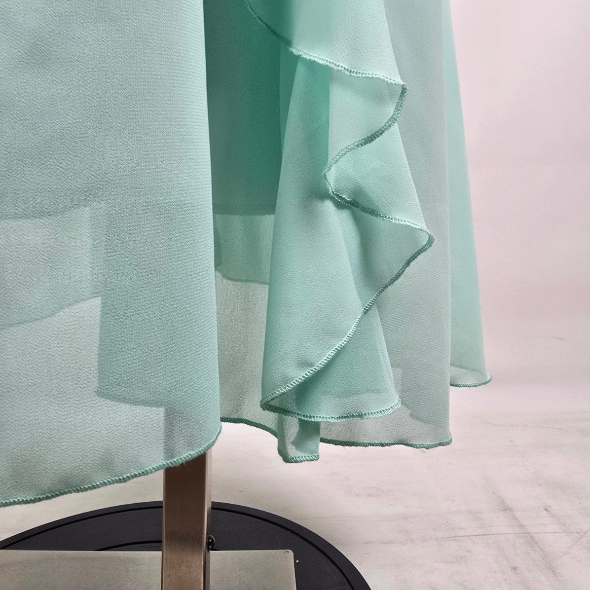 Mint Green Chiffon Halter Dress Size L/XL High Low Formal Bridesmaid Prom