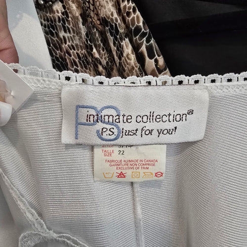 Vintage PS Intimate Collection White Slip Dress Size 22 Lace Trim Nightgown
