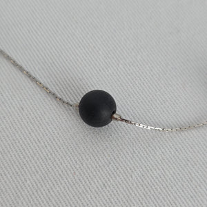 Fifth Avenue Black Beaded Necklace Minimalist Silver Tone Chain