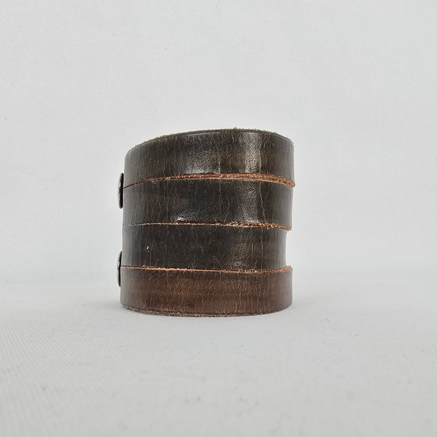 Holly Hank Brown Leather Wrap Bracelet Multi Strand Snap Closure Cuff