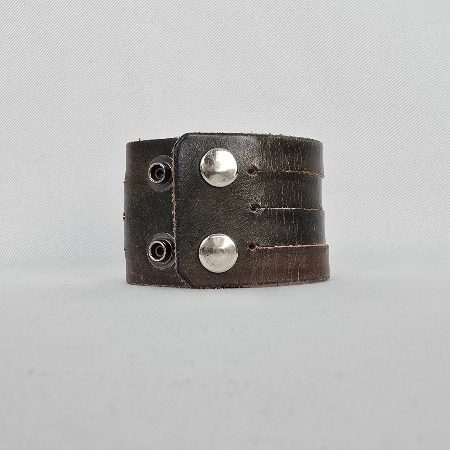 Holly Hank Brown Leather Wrap Bracelet Multi Strand Snap Closure Cuff