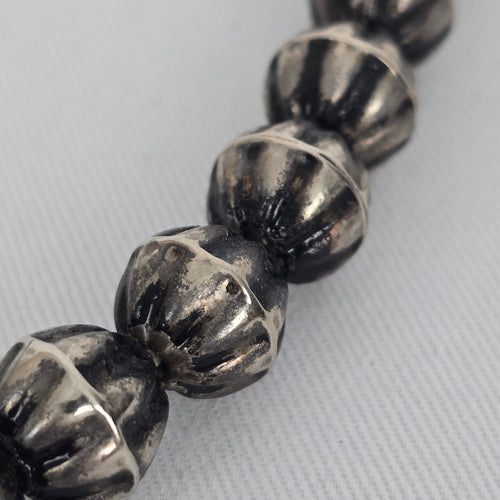 Indian Metal Coin Necklace Silver Tone Beaded Statement Boho Tribal Style