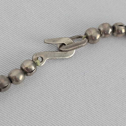 Indian Metal Coin Necklace Silver Tone Beaded Statement Boho Tribal Style