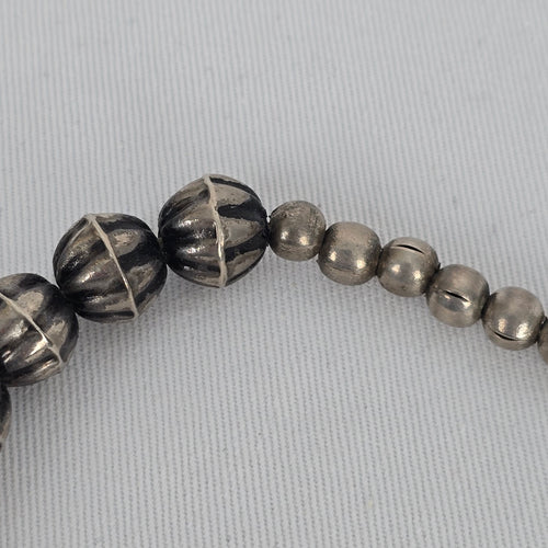 Indian Metal Coin Necklace Silver Tone Beaded Statement Boho Tribal Style