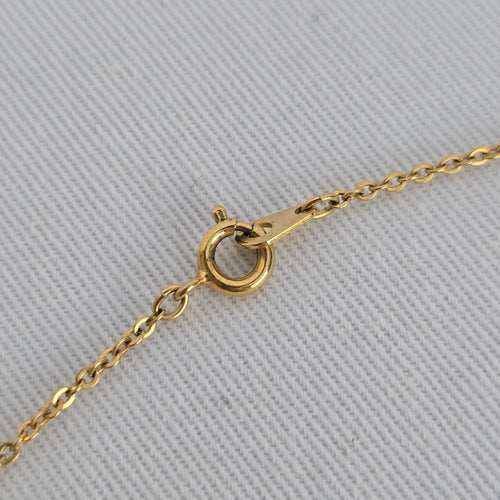 Vintage Gold Tone Bar Necklace Rhinestone Detail Dainty Drop Pendant