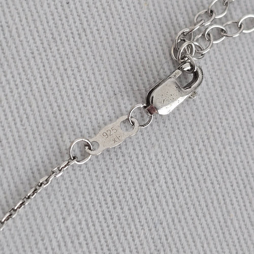 Vintage Sterling Silver 925 XL Heart Necklace CZ Pavé Pendant Dainty Everyday Jewelry