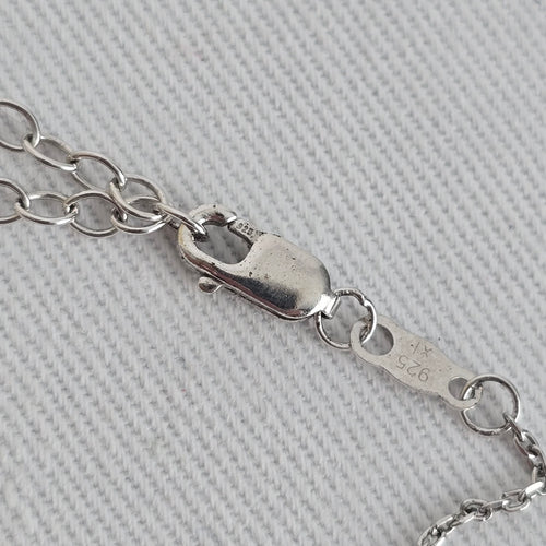 Vintage Sterling Silver 925 XL Heart Necklace CZ Pavé Pendant Dainty Everyday Jewelry