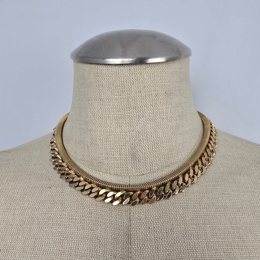 Vintage Jewels by Julio Gold Tone Layered Chain Choker Necklace Chunky Statement