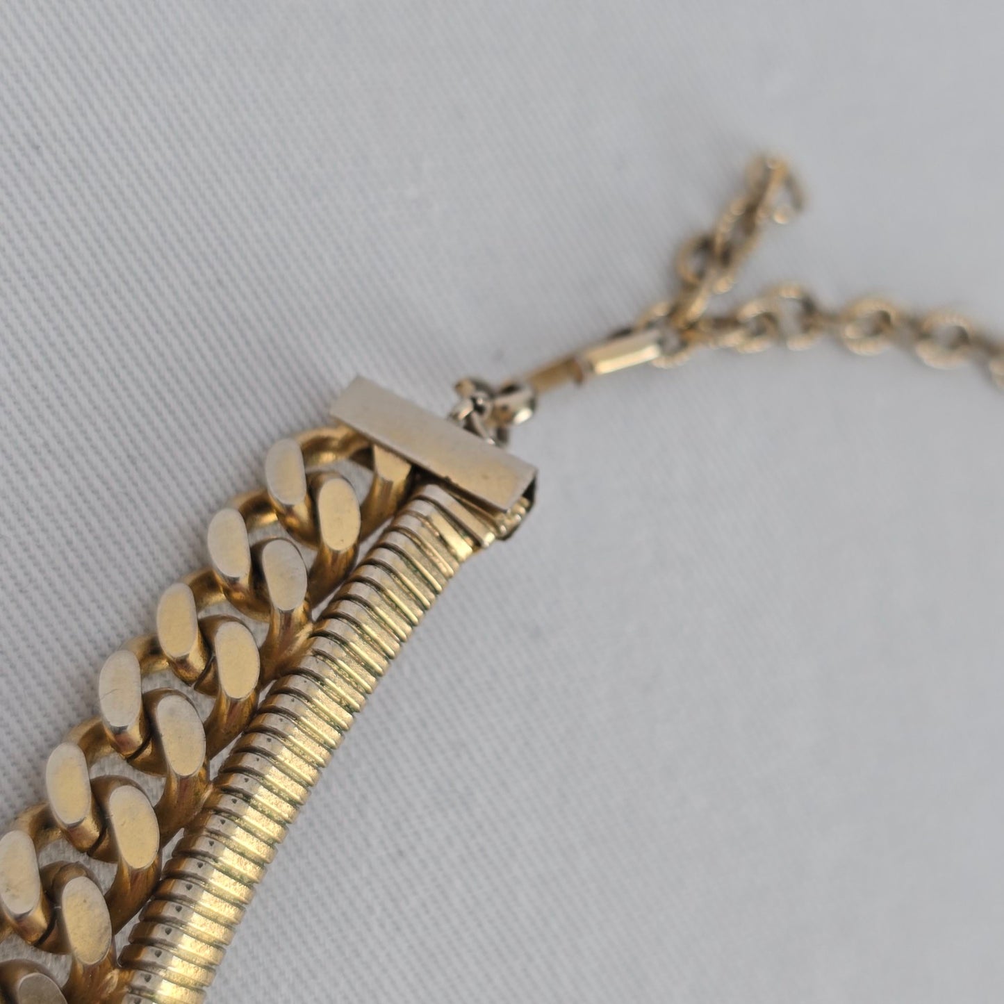 Vintage Jewels by Julio Gold Tone Layered Chain Choker Necklace Chunky Statement