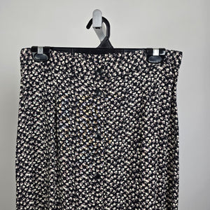 Vintage y2k Classique Collections Floral Button Front Maxi Skirt Black Cream Size 13/14