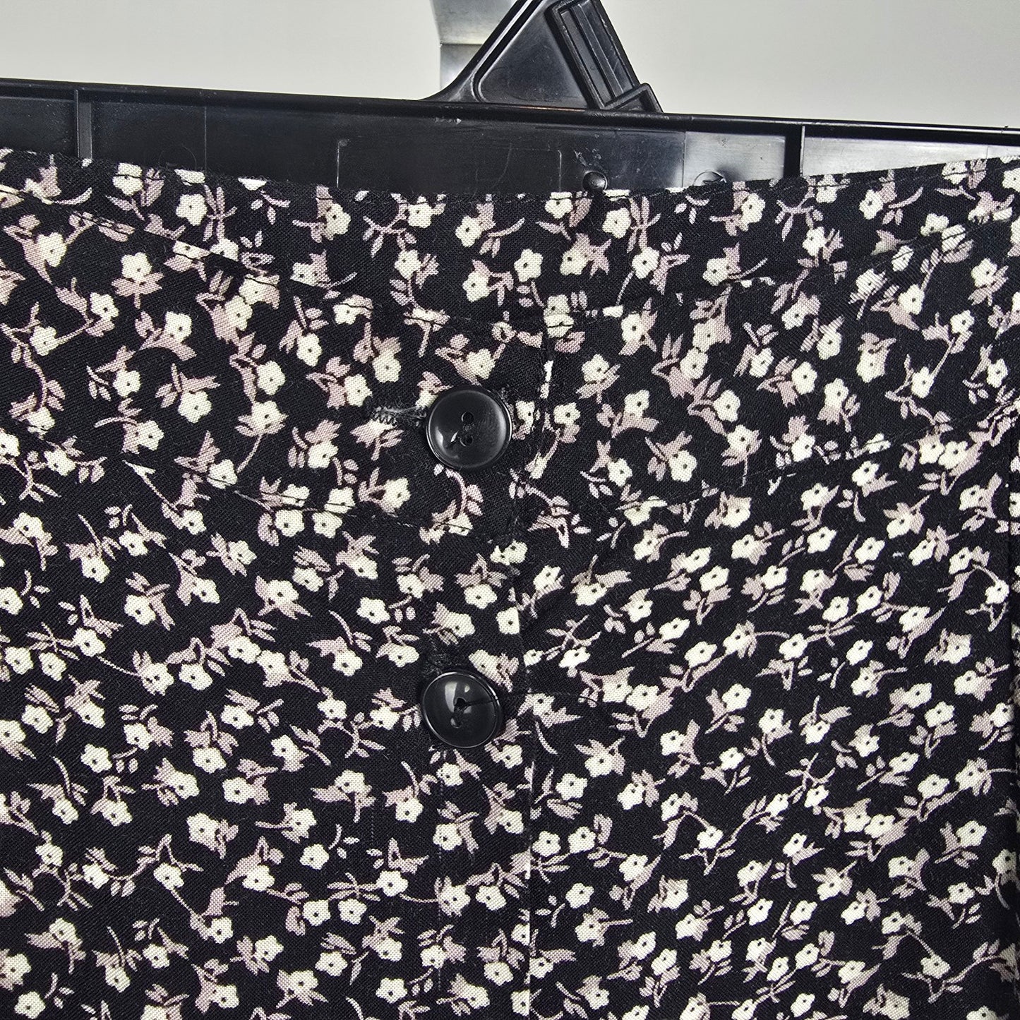 Vintage y2k Classique Collections Floral Button Front Maxi Skirt Black Cream Size 13/14