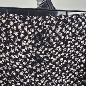 Vintage y2k Classique Collections Floral Button Front Maxi Skirt Black Cream Size 13/14