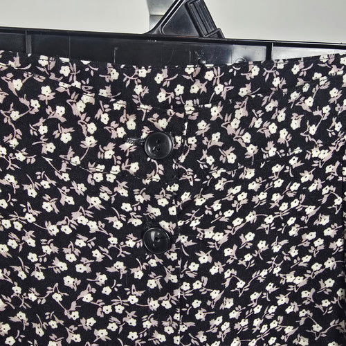 Vintage y2k Classique Collections Floral Button Front Maxi Skirt Black Cream Size 13/14