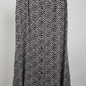 Vintage y2k Classique Collections Floral Button Front Maxi Skirt Black Cream Size 13/14